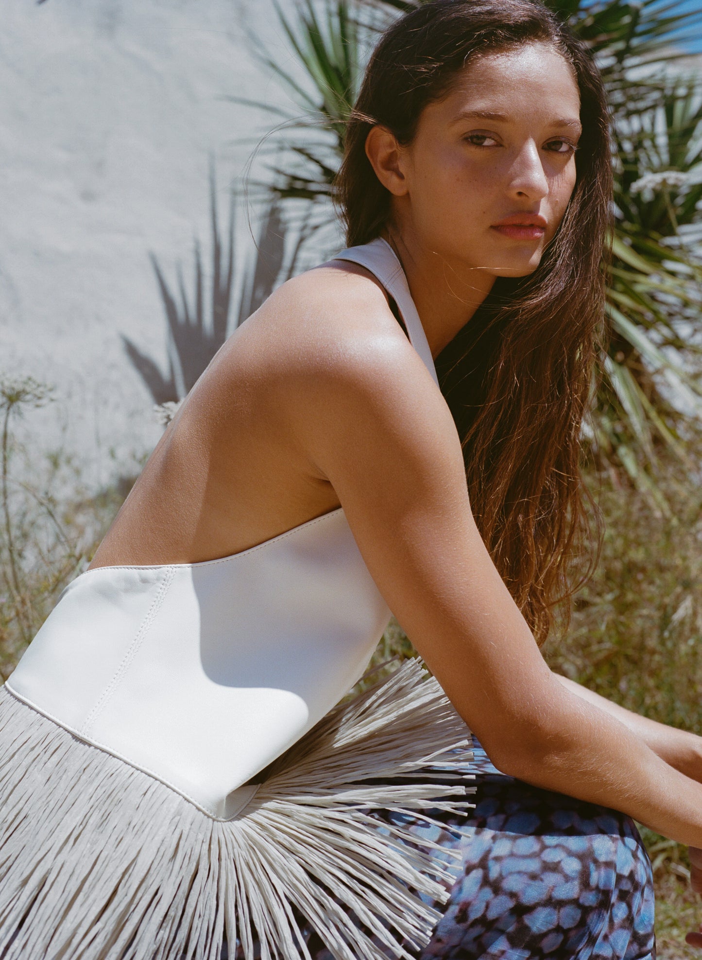 Deià Halter in Italian Ivory Leather