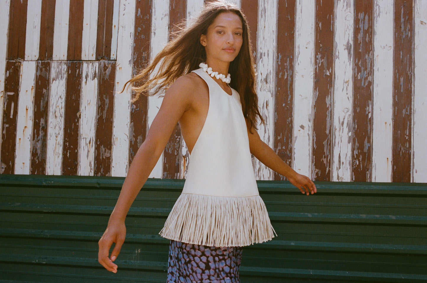 Deià Halter in Italian Ivory Leather