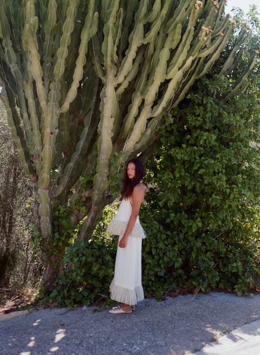 Deià Skirt in Ivory with Raffia
