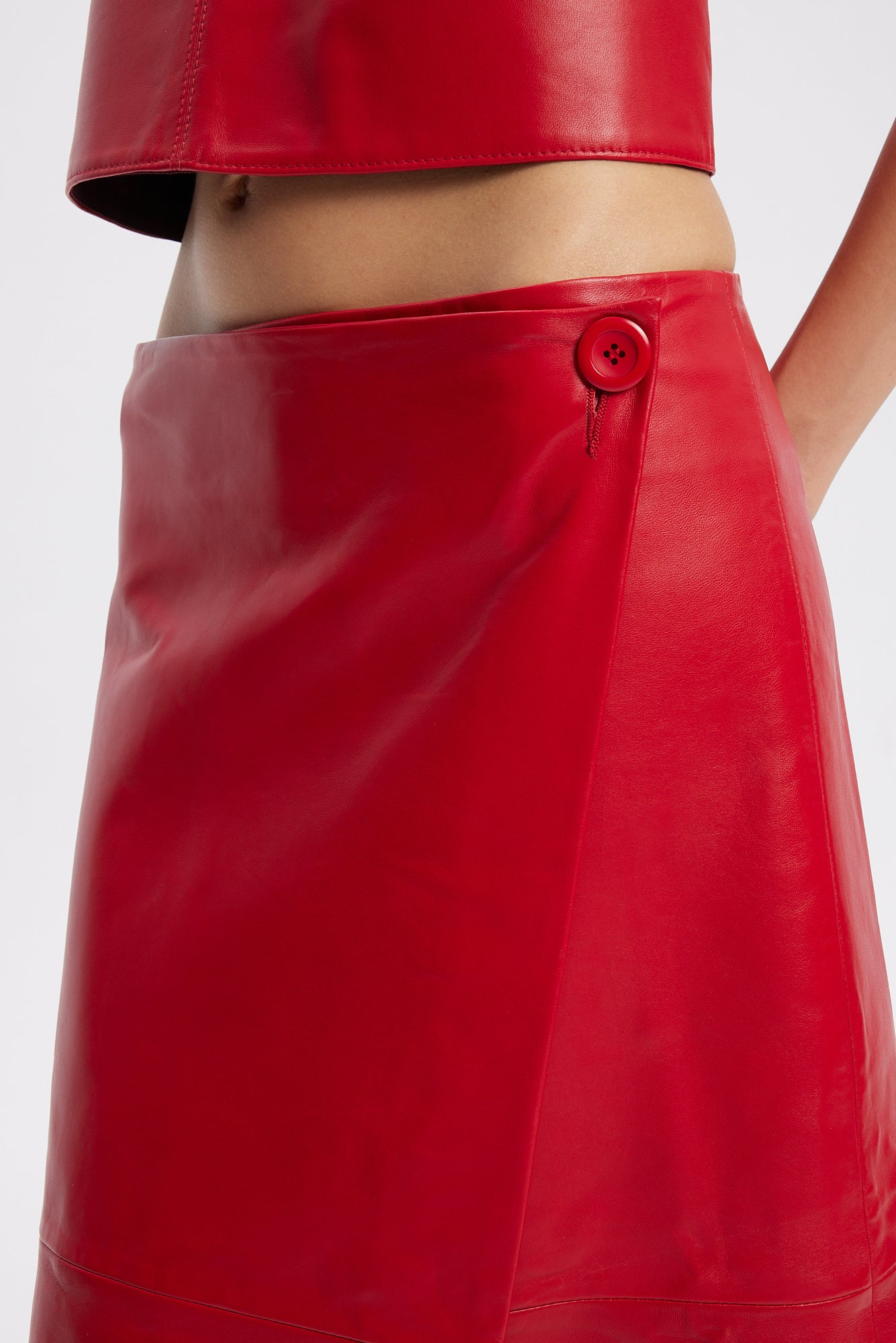Roca Skirt in Red Leather