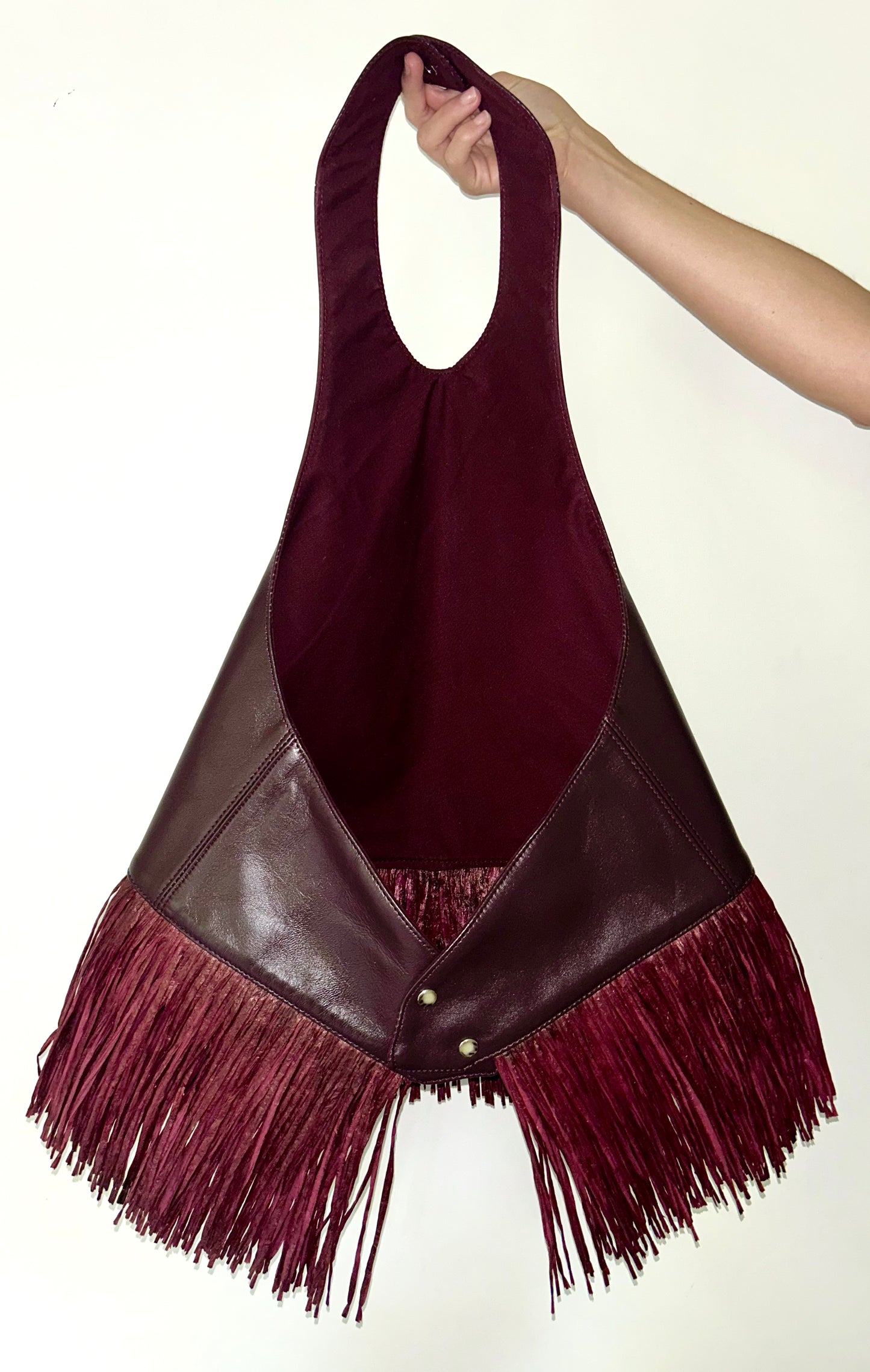 Ana Leather Halter in Deep Bordeaux