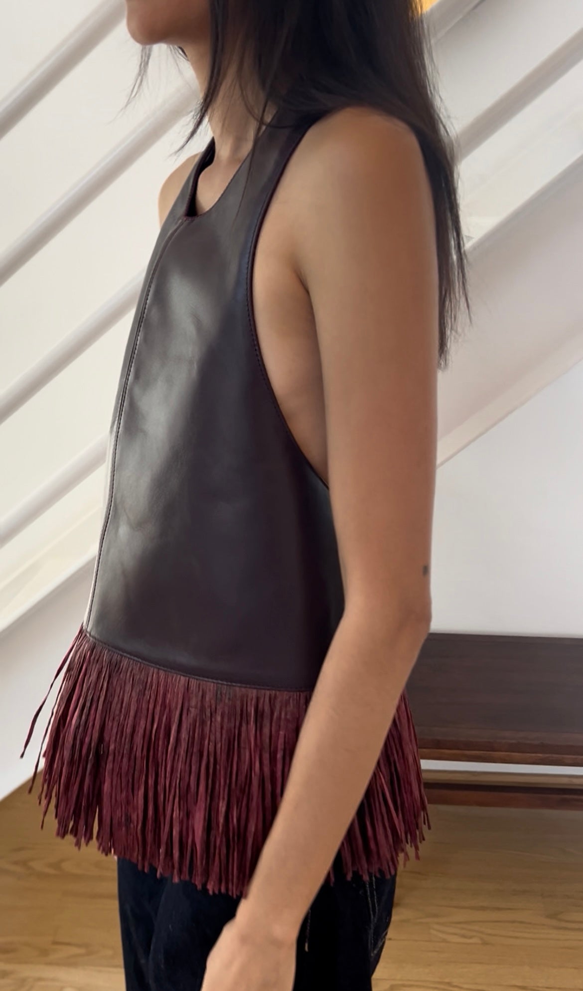 Ana Leather Halter in Deep Bordeaux