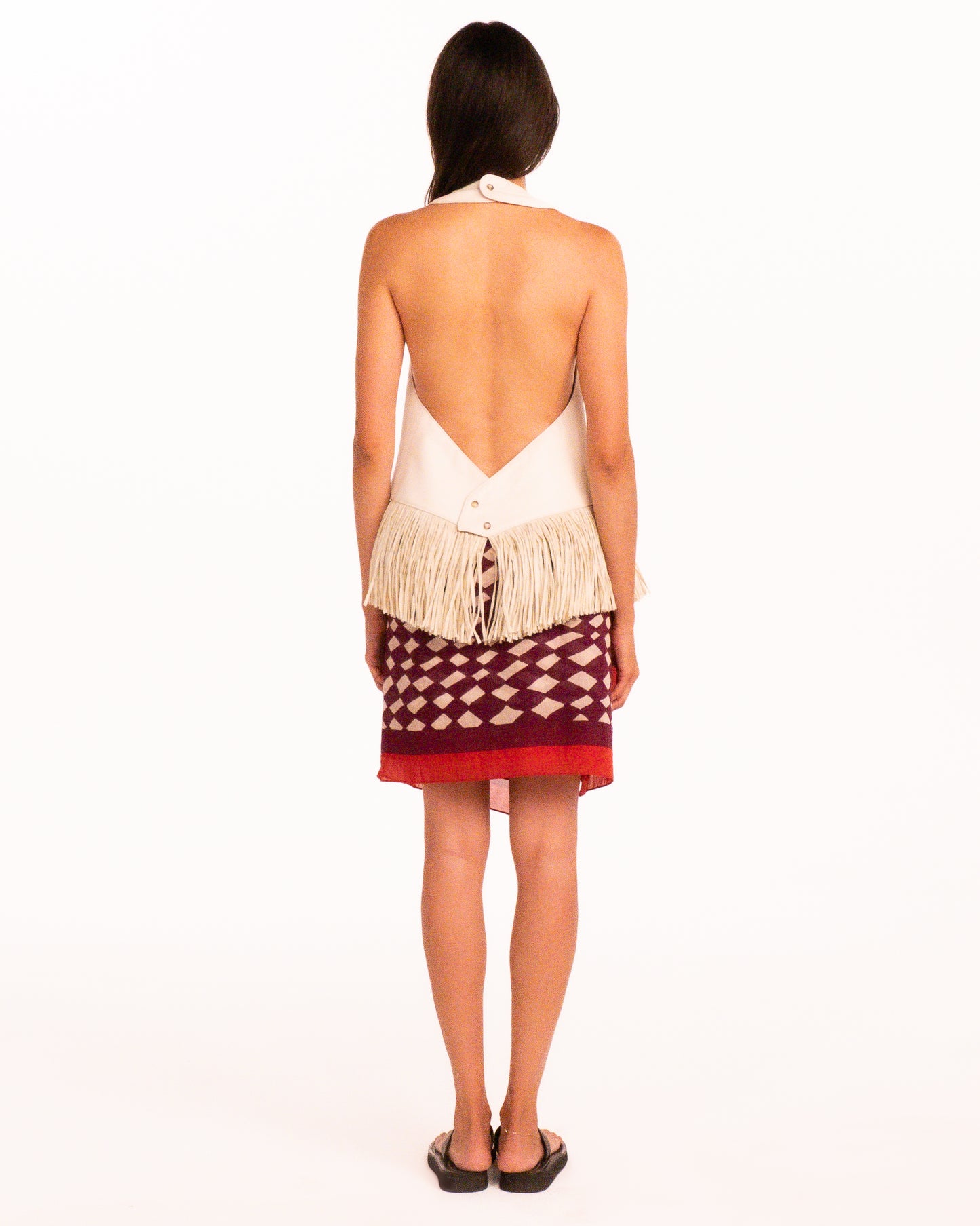Deià Halter in Italian Ivory Leather