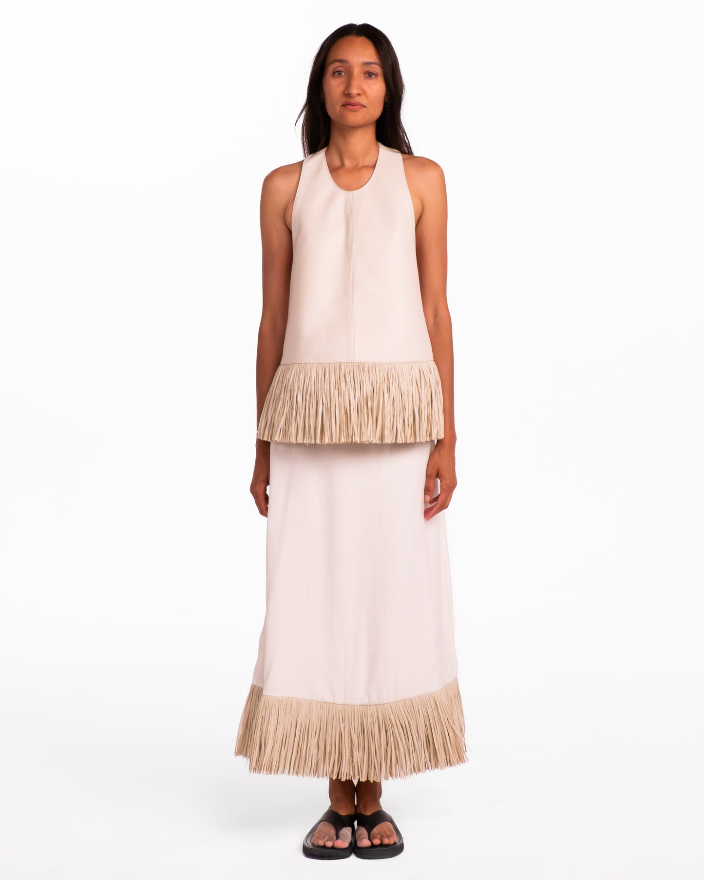 Deià Skirt in Ivory with Raffia