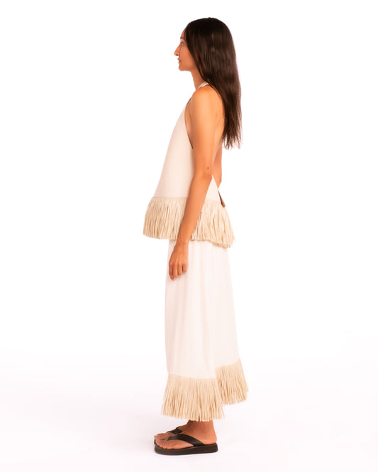 Deià Skirt in Ivory with Raffia