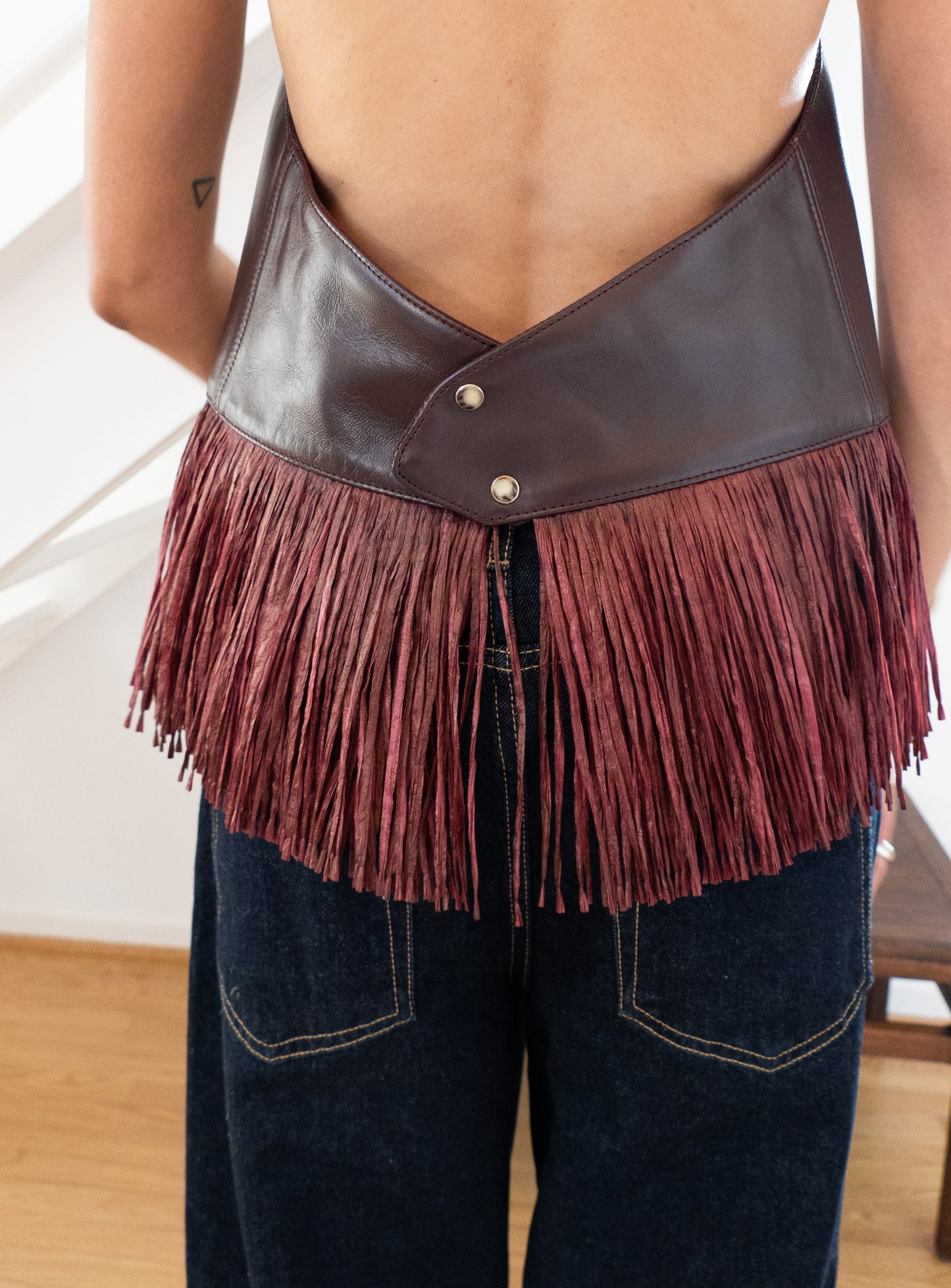 Ana Leather Halter in Deep Bordeaux